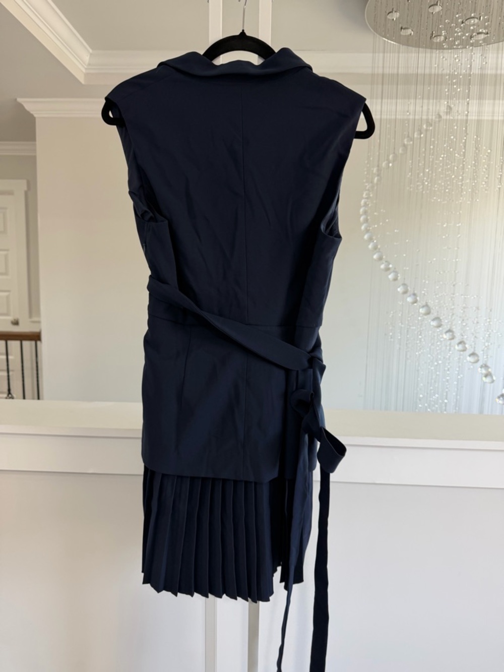 Commense Belted Navy Pleated Blazer Dress - Picture 7 of 8